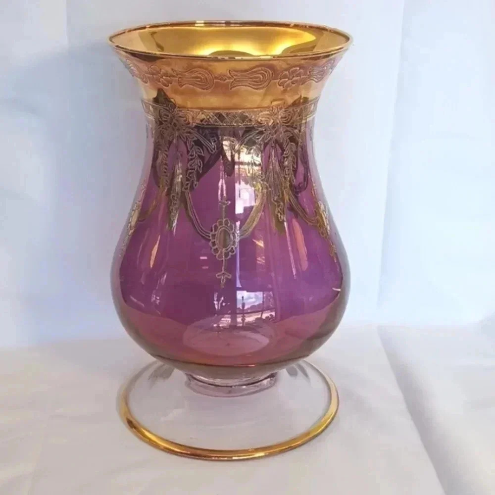 Vintage Italian hand blown purple art glass vase